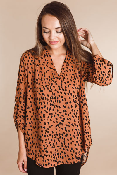 Toffee Leopard Blouse