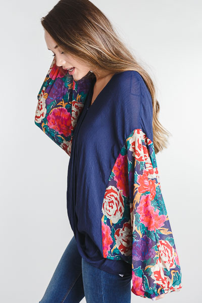 Floral Sleeve Wrap Top