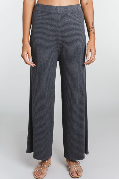 Knit Ribbed Pants, Grey