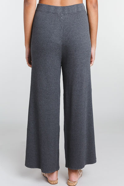 Knit Ribbed Pants, Grey