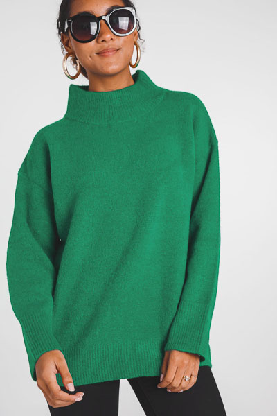 Obsession Mock Neck Sweater, Green