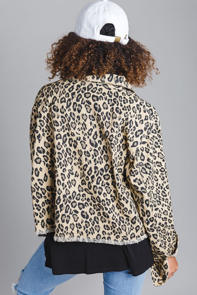 Leopard Jean Jacket, Tan