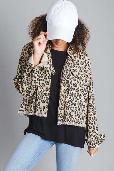 Leopard Jean Jacket, Tan