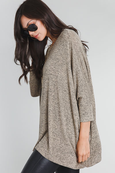 Marbled Boxy Tunic, Taupe