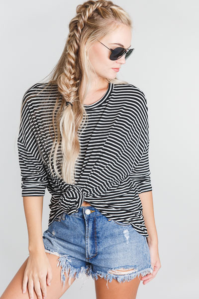Simple Stripes Tunic, Black