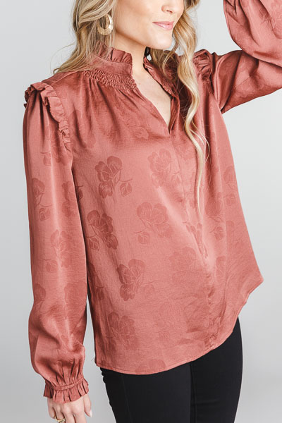 Fall Floral Blouse, Rust