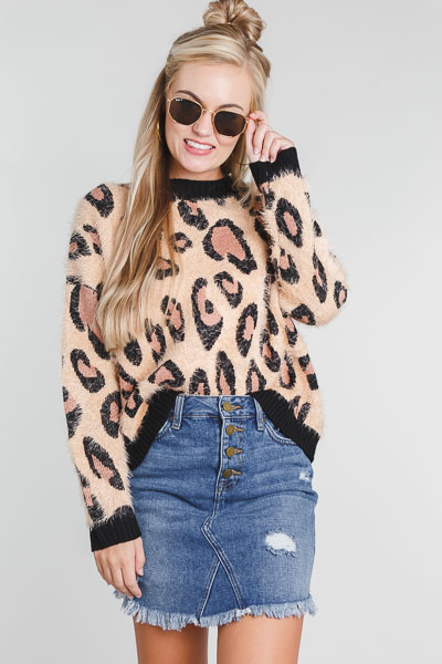Peach Blots Leopard Sweater
