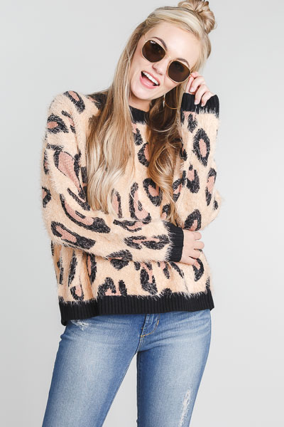 Peach Blots Leopard Sweater