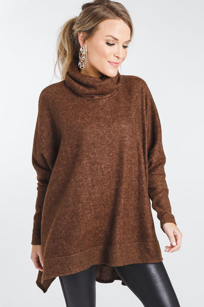 Coffee Break Cowl Neck, Brown