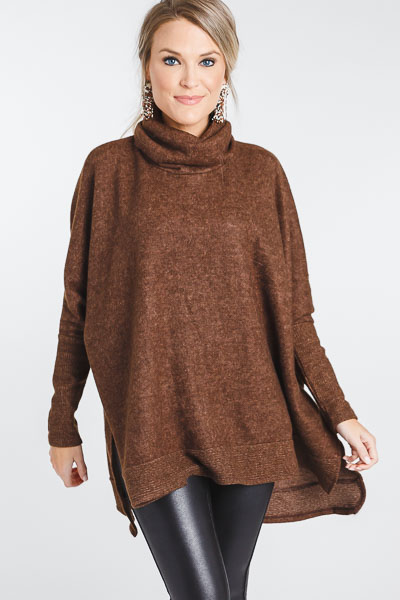 Coffee Break Cowl Neck, Brown