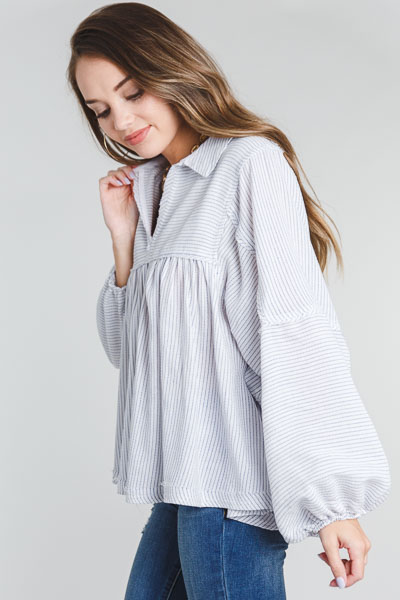 Carter Babydoll Top, Pinstripe