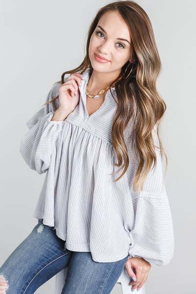 Carter Babydoll Top, Pinstripe