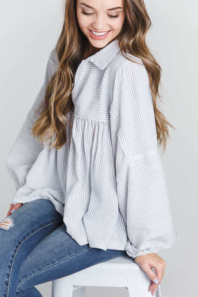 Carter Babydoll Top, Pinstripe