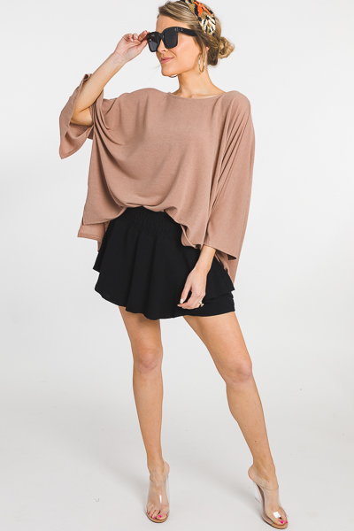Square Sleeve Top, Tan
