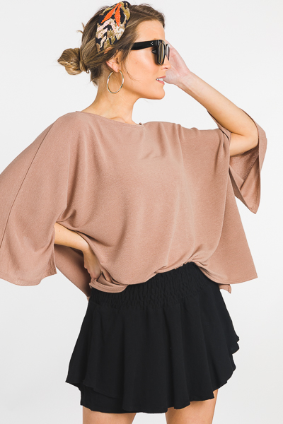 Square Sleeve Top, Tan