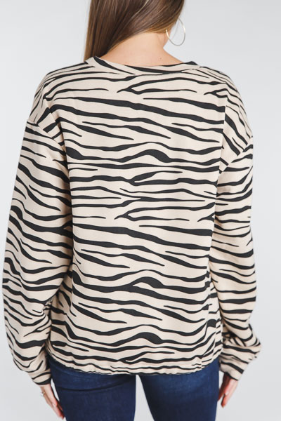 Drawstring Zebra Sweatshirt