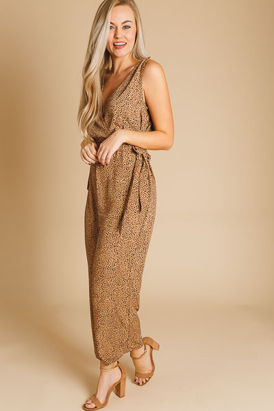 Side Tie Spotted Jumpsuit
