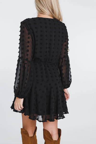 Pomtastic Drawstring Dress, Black