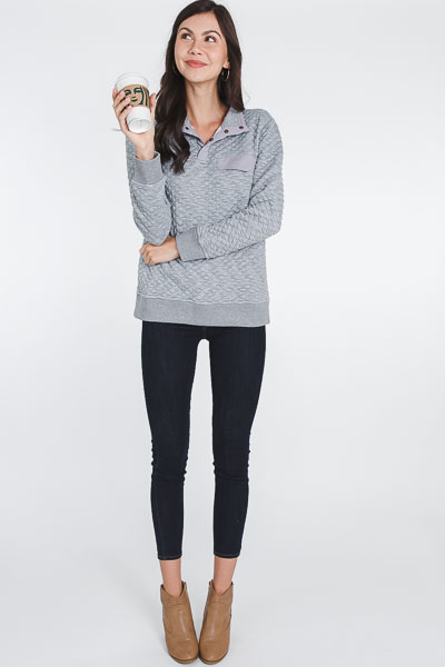 Quilted Grey Pullover
