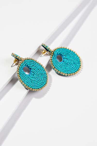 Circular Bead Earring, Turquoise