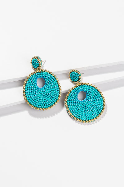 Circular Bead Earring, Turquoise