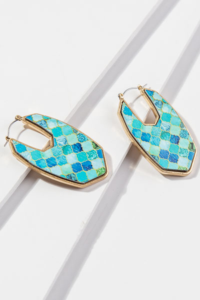 Painted Earring, Mint Design