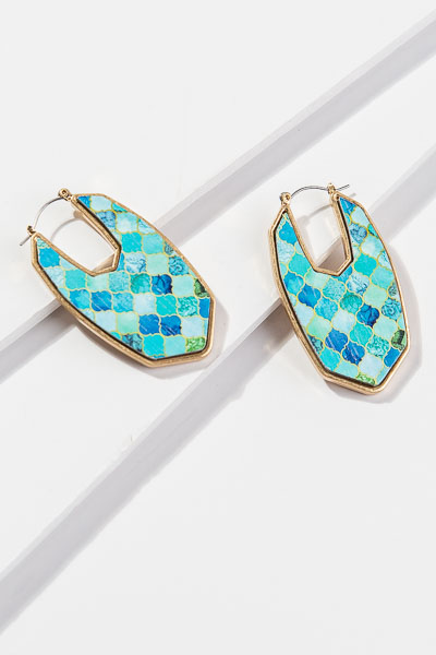 Painted Earring, Mint Design