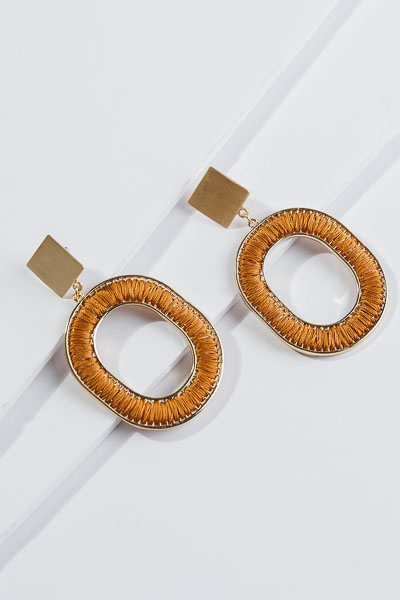 Oval Thread Earring, Brown