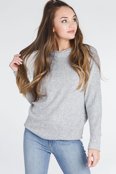 Brushed Cowl Sweater, Grey