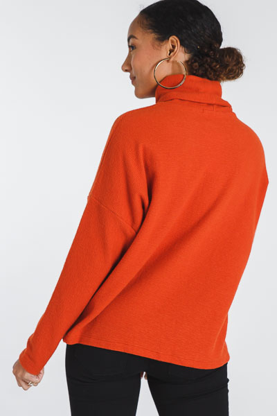 Ribbed Turtleneck Sweater, Rust