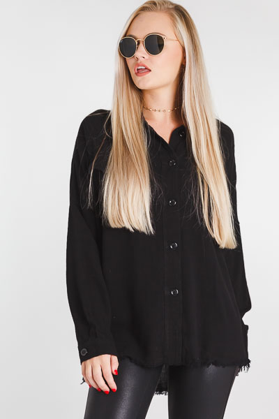 Frayed Button Down, Black