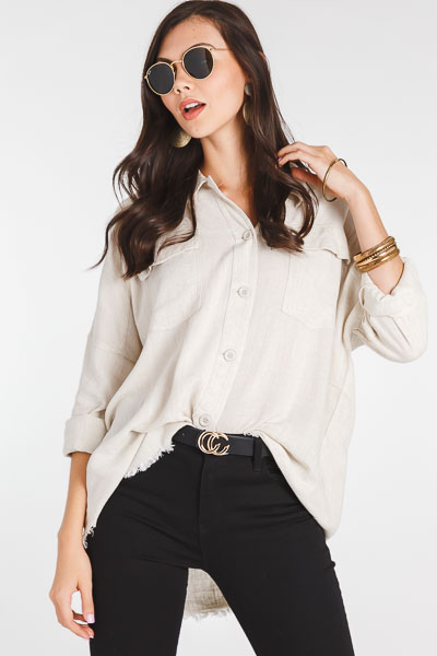 Frayed Button Down, Oatmeal