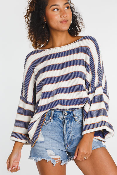 Wide Arm Stripe Sweater