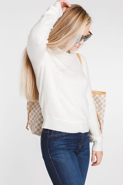 Cropped LS Sweater, Ivory