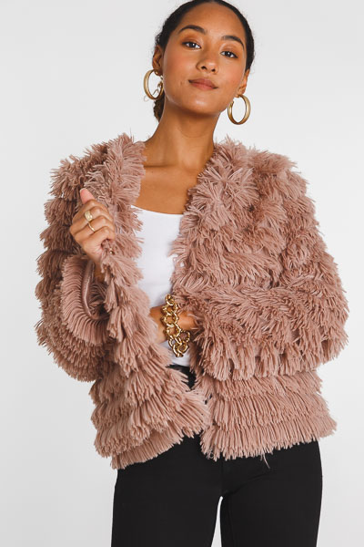 Layered Fur Jacket, Mocha