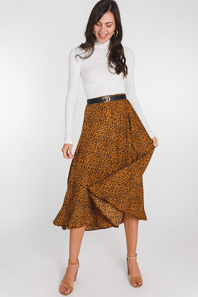 Cheetah A-Line Midi Skirt