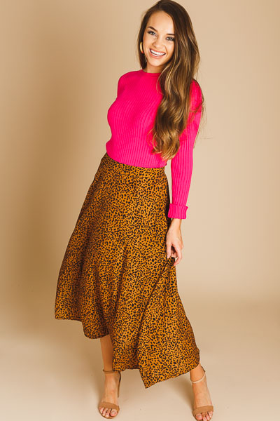 Cheetah A-Line Midi Skirt