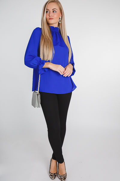 Above It All Ruffle Blouse, Royal