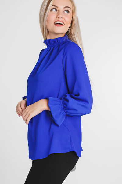 Above It All Ruffle Blouse, Royal