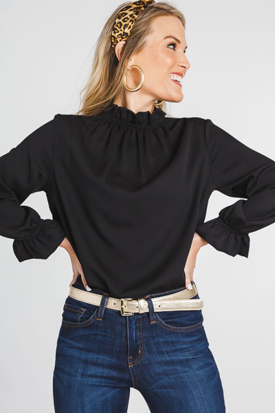 Above It All Ruffle Blouse, Black