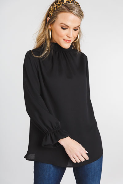 Above It All Ruffle Blouse, Black