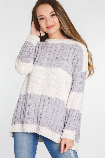 Chenille Ice Stripes Sweater