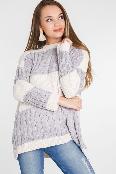 Chenille Ice Stripes Sweater