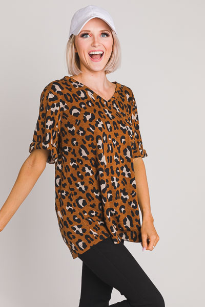 Cheetah Pocket Tee, Caramel