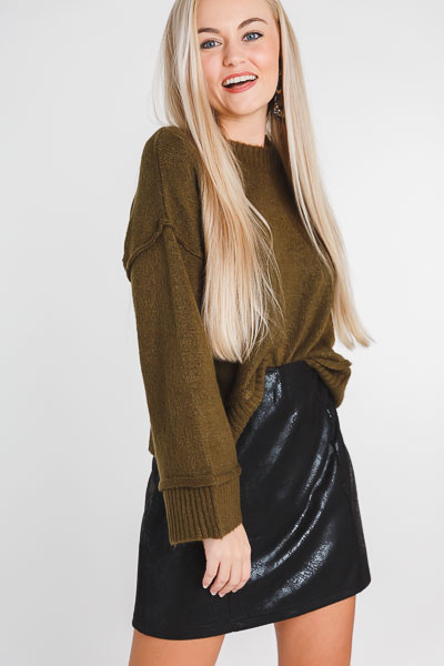 Olive Cropped Sweater