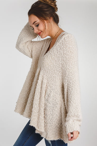 Babydoll Popcorn Sweater, Cream