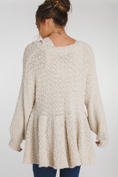 Babydoll Popcorn Sweater, Cream