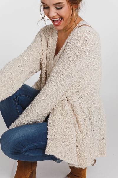 Babydoll Popcorn Sweater, Cream