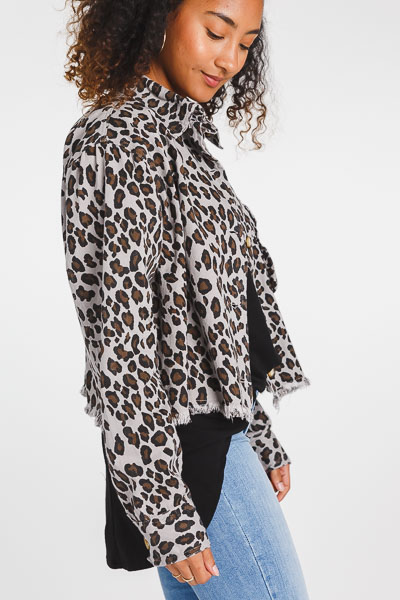 Leopard Jean Jacket, Grey