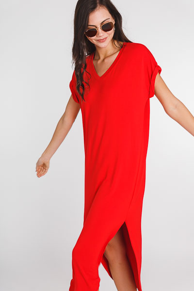 Alex Midi Dress, Red